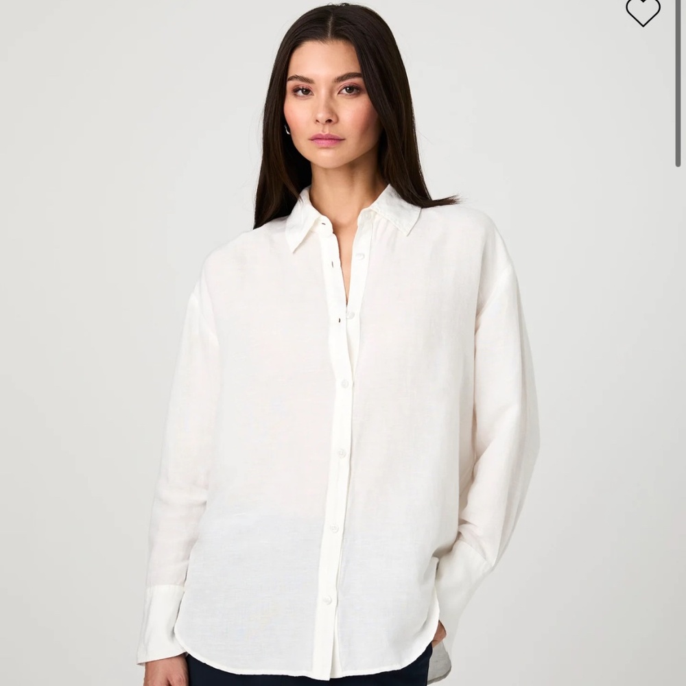 French Connection French Connection Birdie linen boyfriend shirt White XL NWT